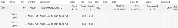 Sold $NNDM March put vertical